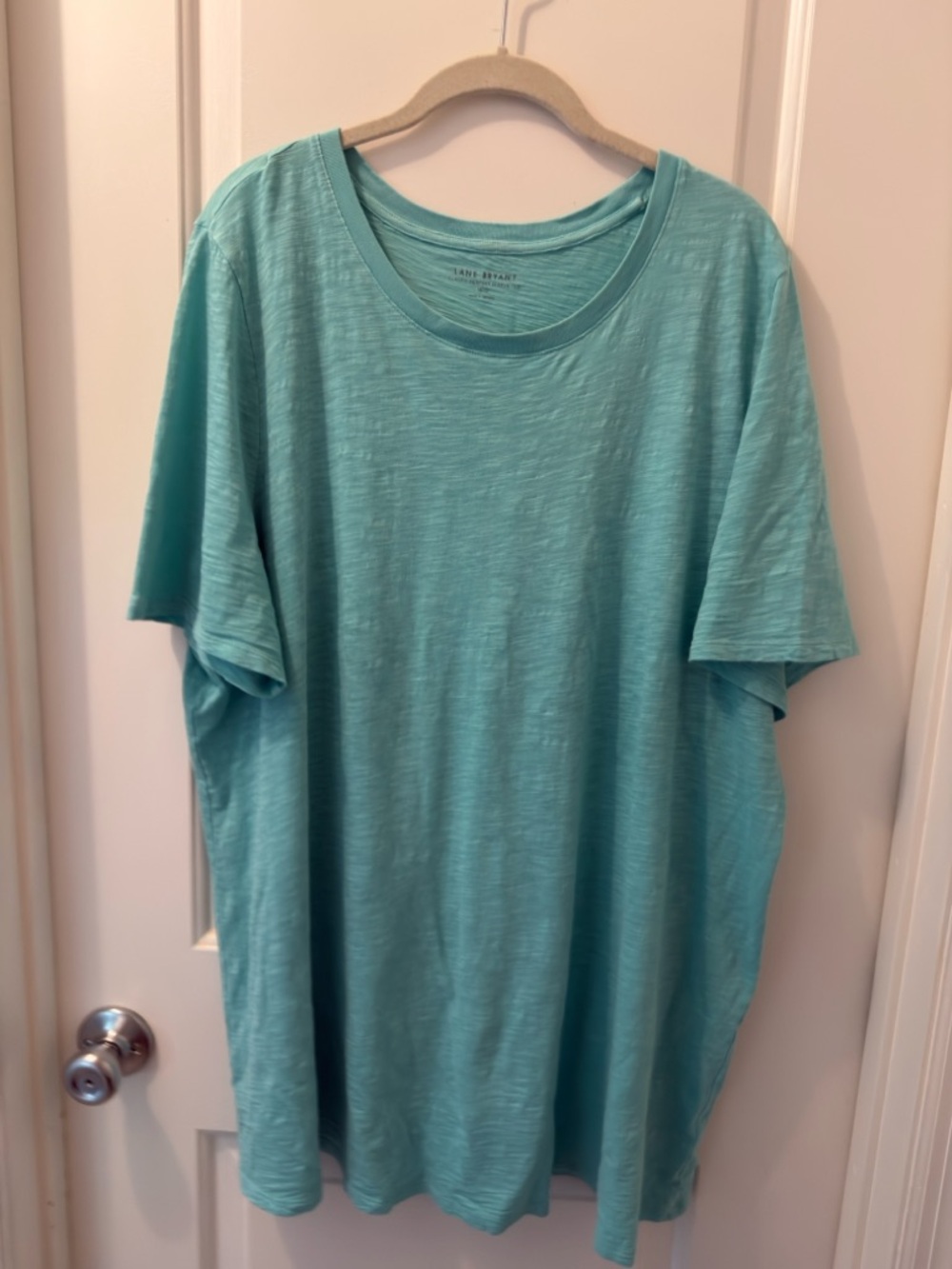 Lane Bryant Aqua/Turquoise Short-Sleeve Crew Neck Tee